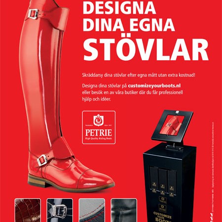 Designa dina egna ridstövlar från Petrie. Skräddarsy dina stövlar efter egna mått.